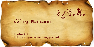 Őry Mariann névjegykártya