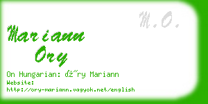 mariann ory business card